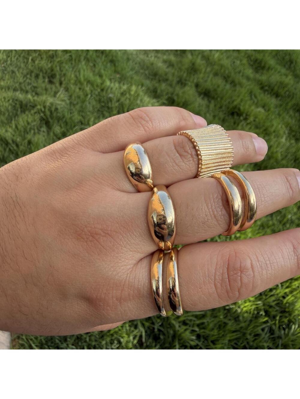 Boho statement Gold rings set of 5